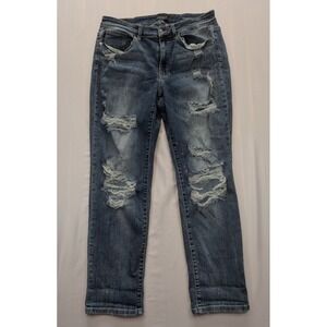 Judy Blue Boyfriend Fit Distressed Medium Wash Women's Plus 14W